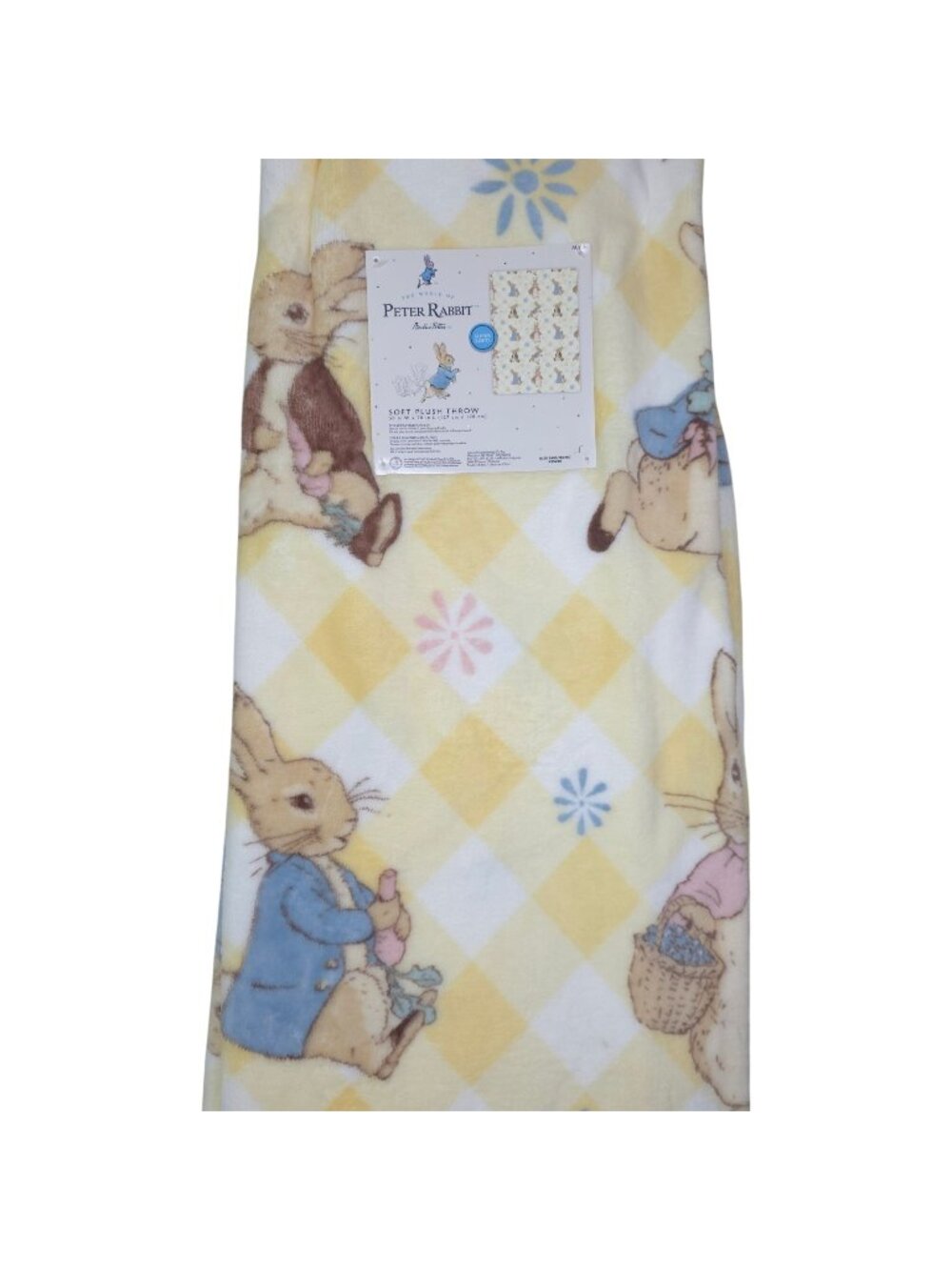 The World Of Peter Rabbit Soft Plush Throw 50"x70" Yellow Bunny Easter Spring